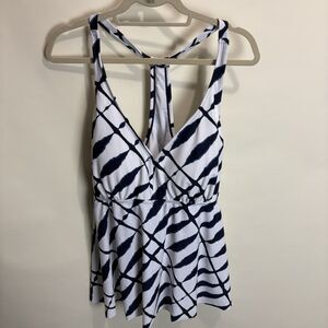 Kona Sol Plus Tankini Top Navy and White Halter Neck 22W Empire Waist